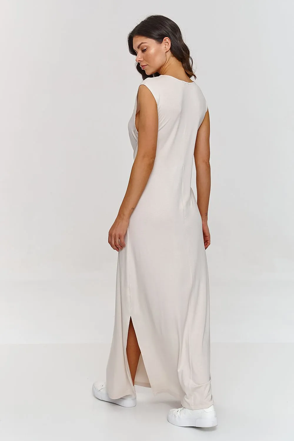 Draped Maxi Dress with Slit