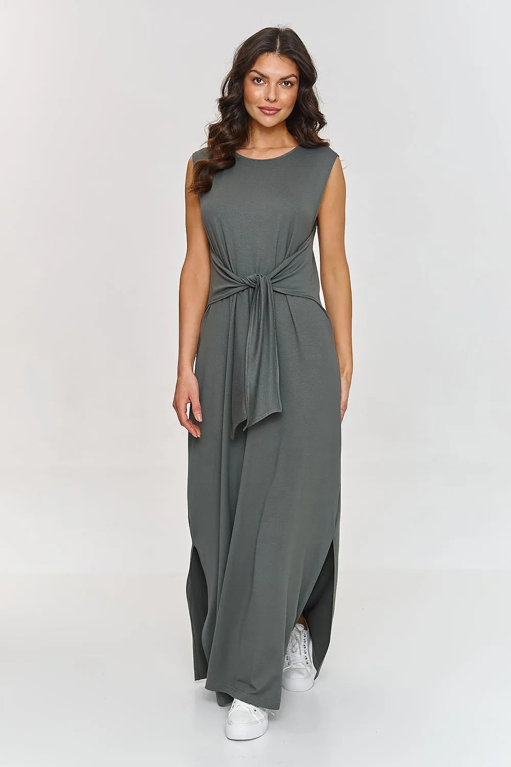 Draped Maxi Dress with Slit