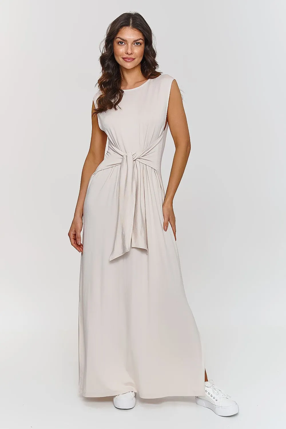 Draped Maxi Dress with Slit
