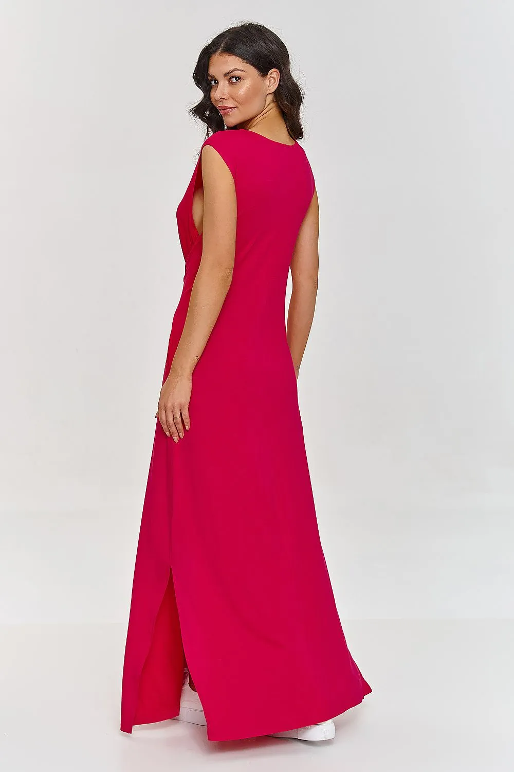 Draped Maxi Dress with Slit
