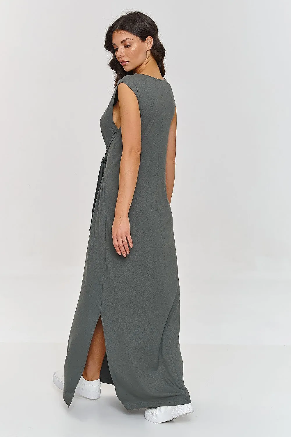 Draped Maxi Dress with Slit