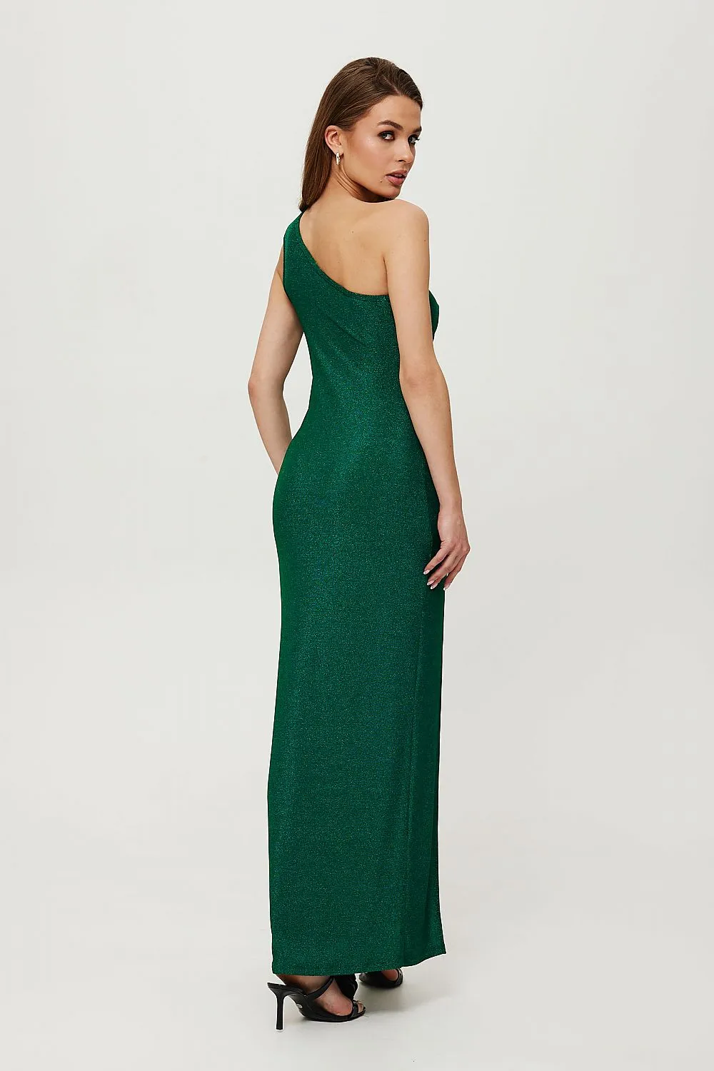 Draped One-Shoulder Evening Gown