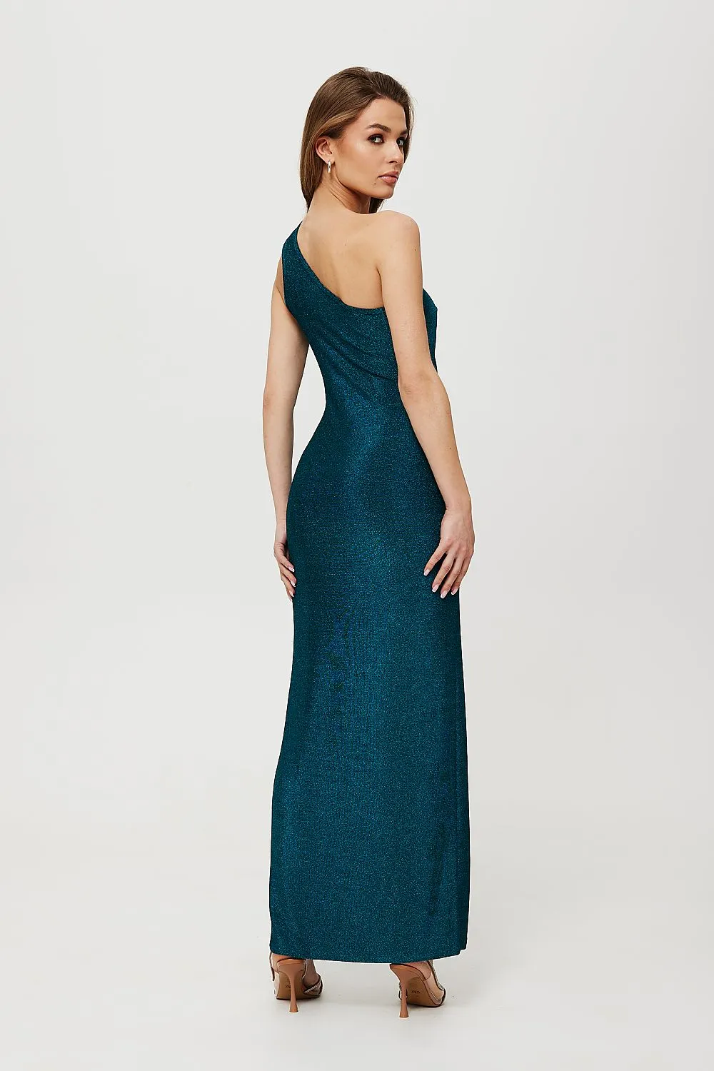 Draped One-Shoulder Evening Gown