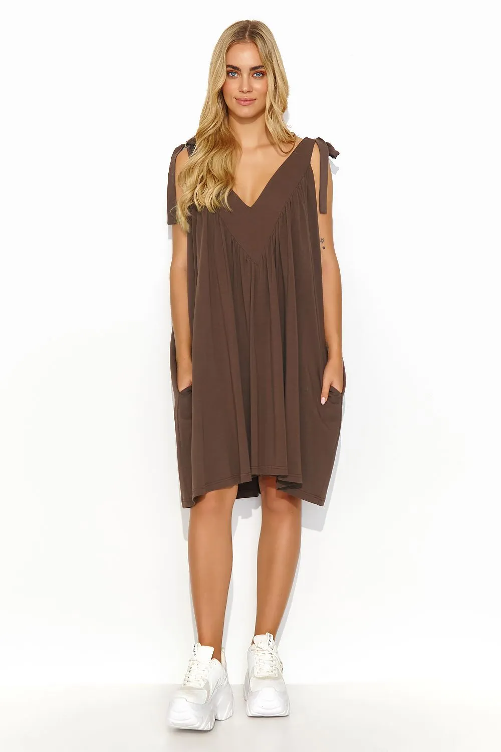 Draped V-Neck Maxi Dress Elegance