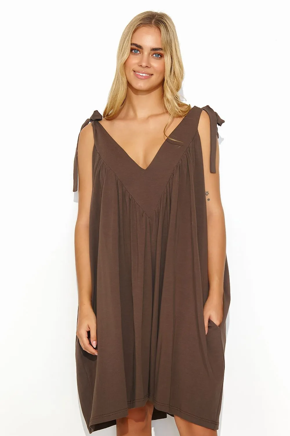 Draped V-Neck Maxi Dress Elegance