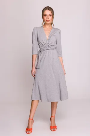 Draped V-Neck Tie Dress