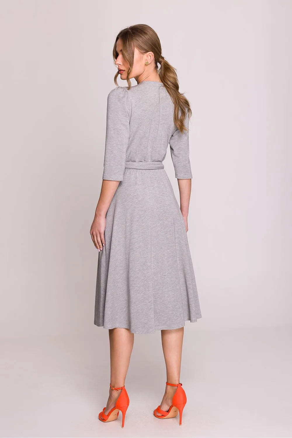 Draped V-Neck Tie Dress