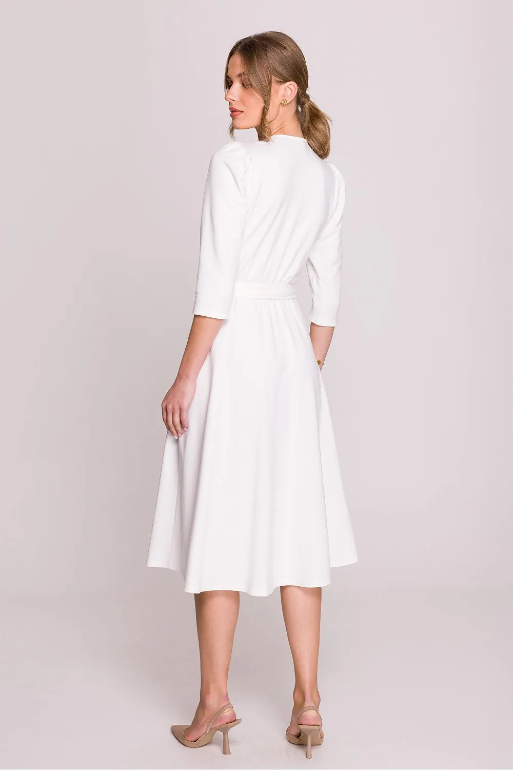 Draped V-Neck Tie Dress