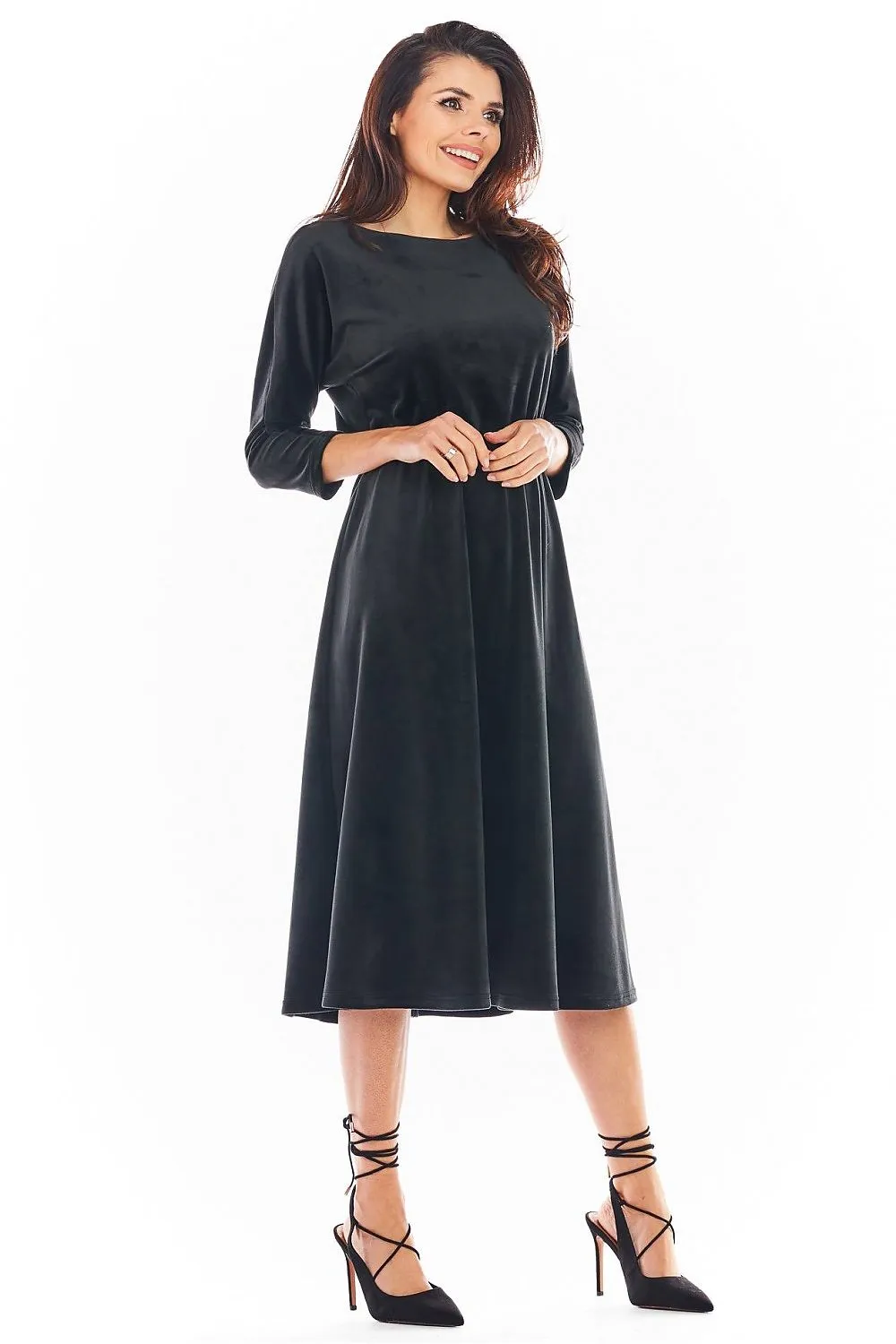 Draped Velour Midi Dress