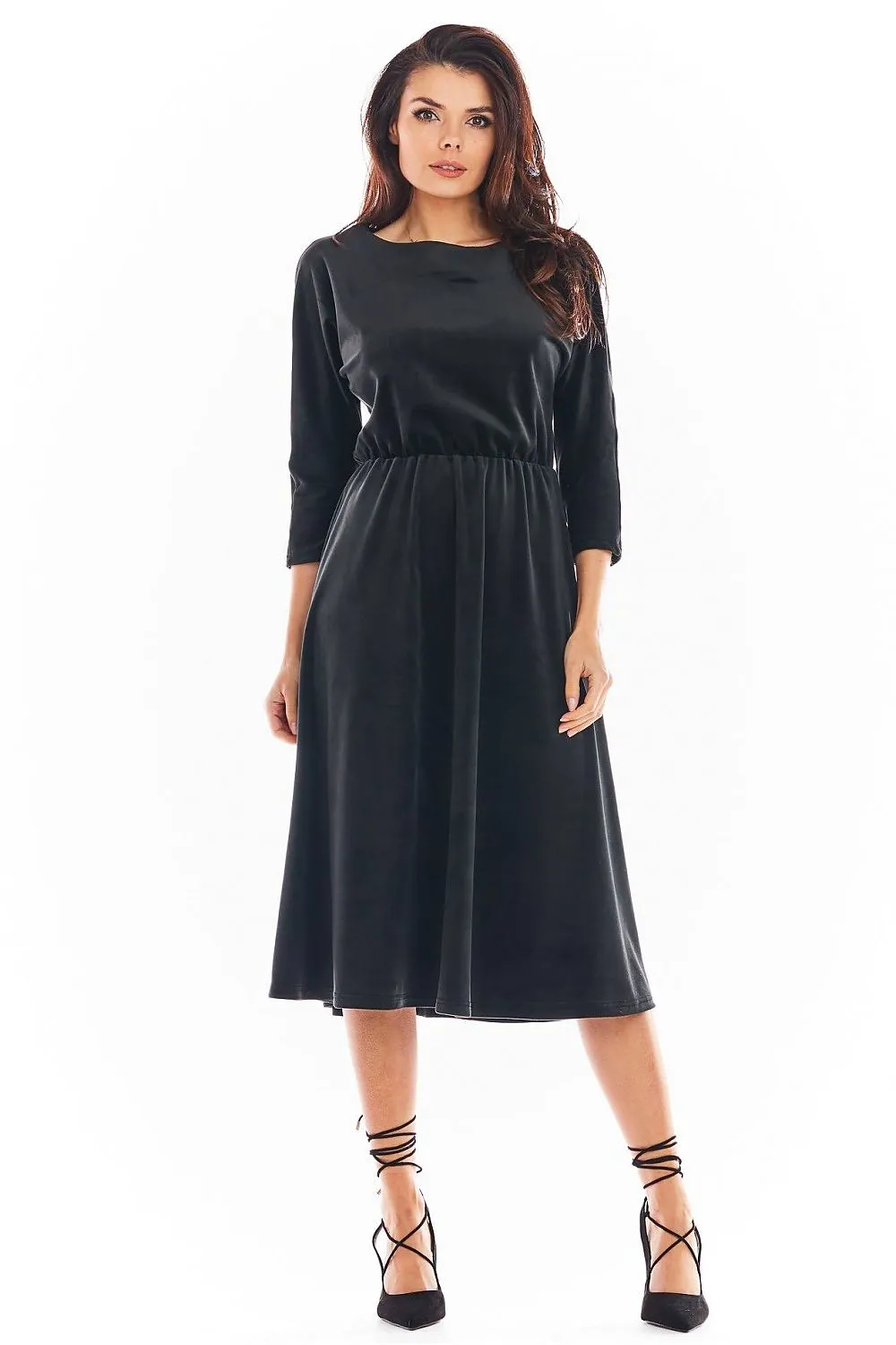 Draped Velour Midi Dress
