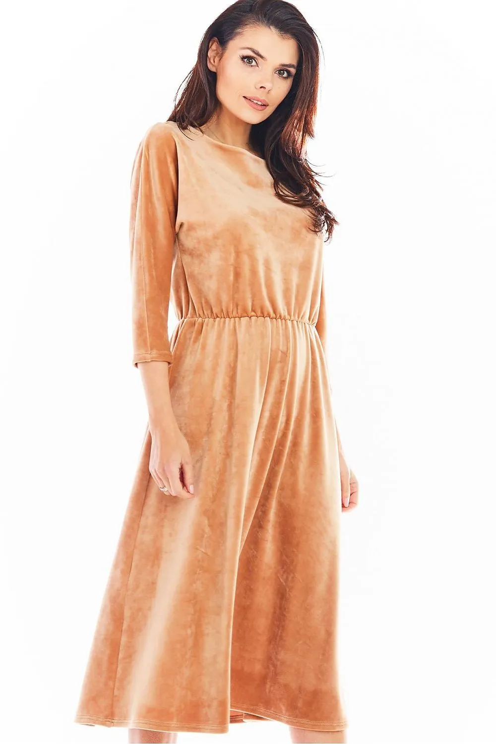 Draped Velour Midi Dress
