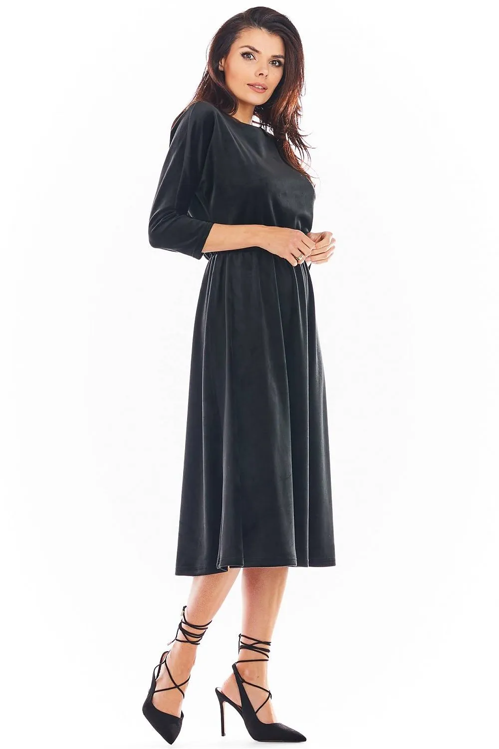 Draped Velour Midi Dress