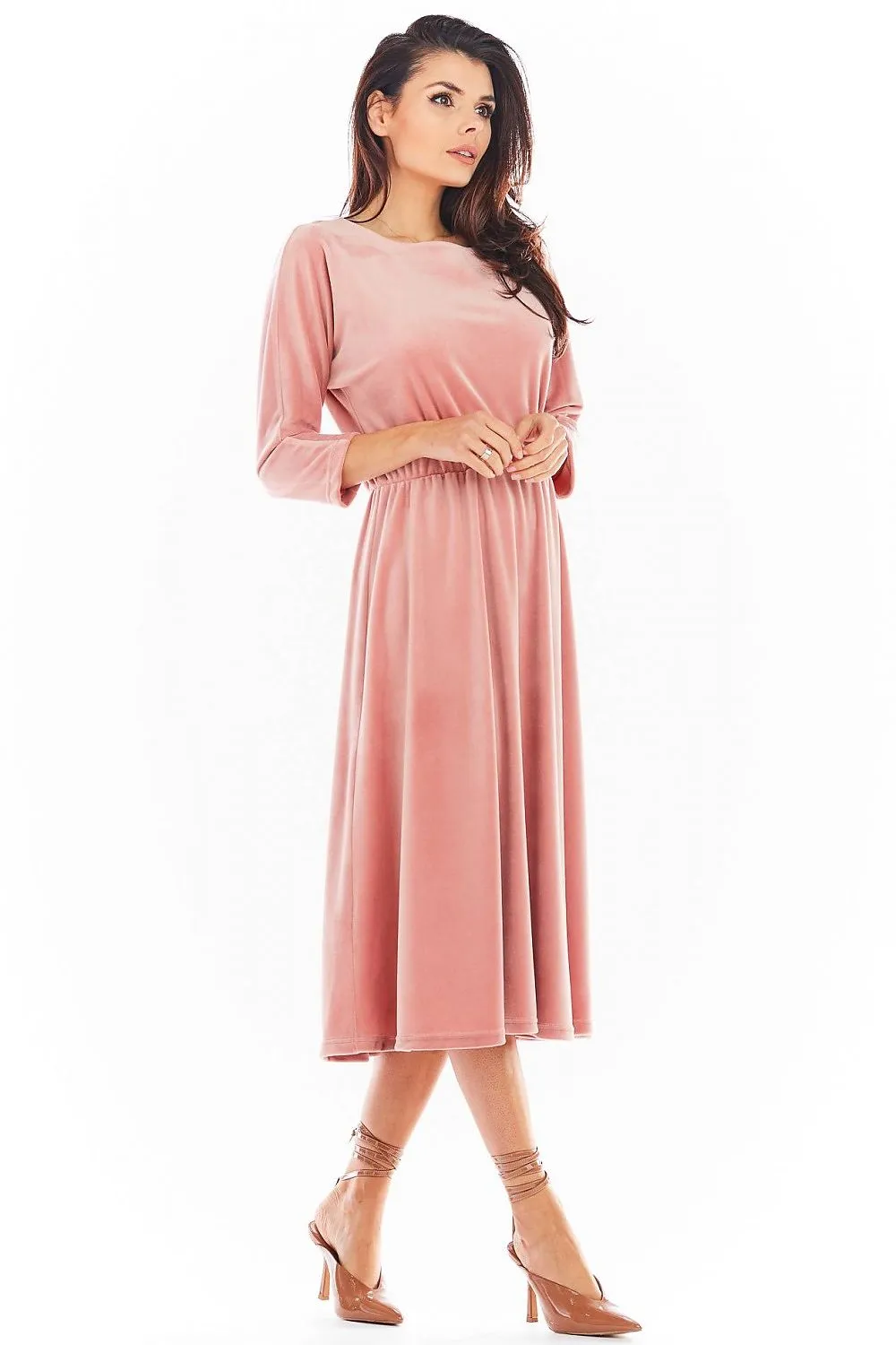 Draped Velour Midi Dress