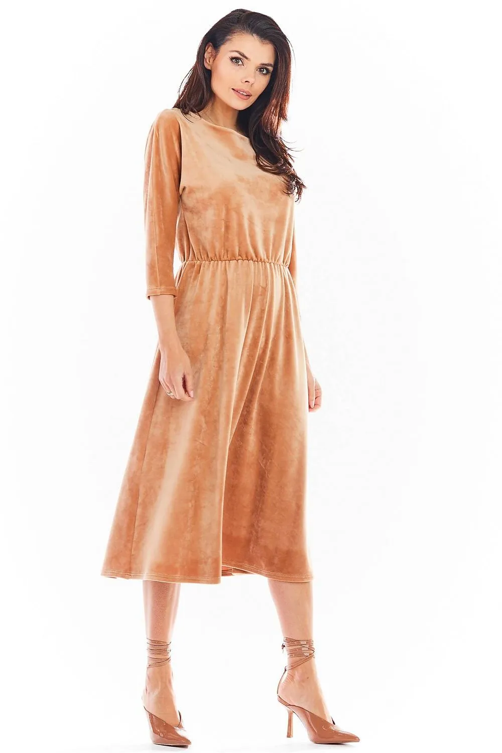Draped Velour Midi Dress