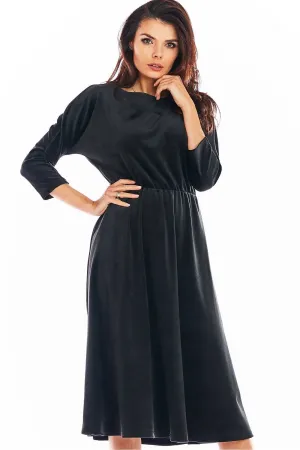 Draped Velour Midi Dress