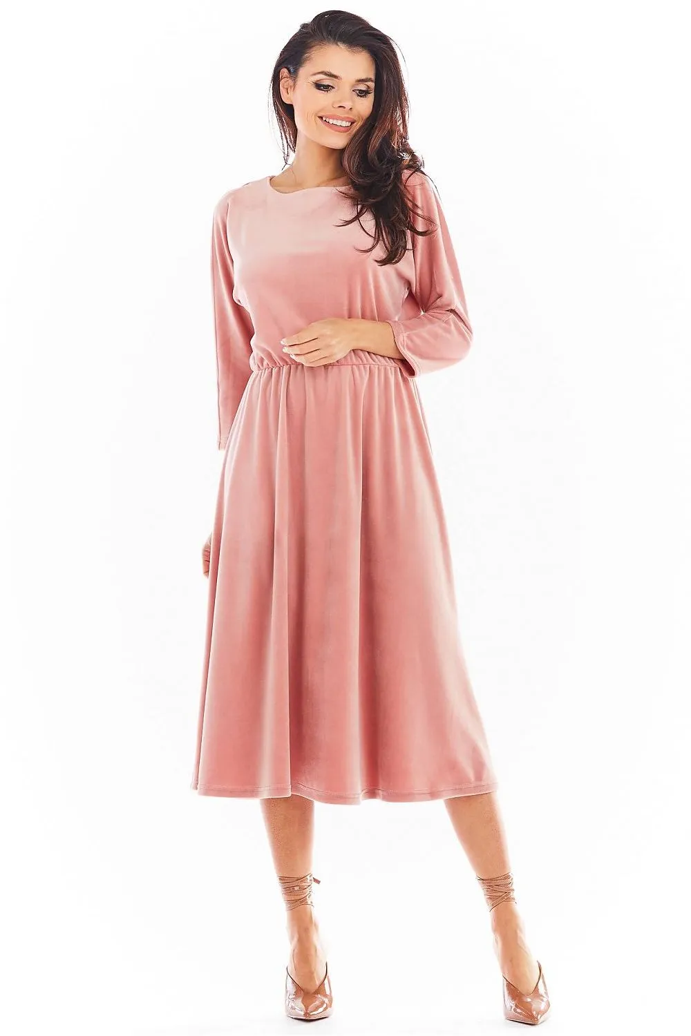 Draped Velour Midi Dress