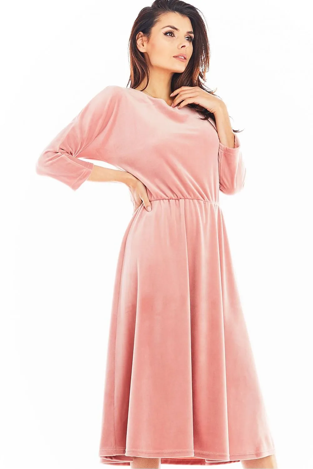 Draped Velour Midi Dress