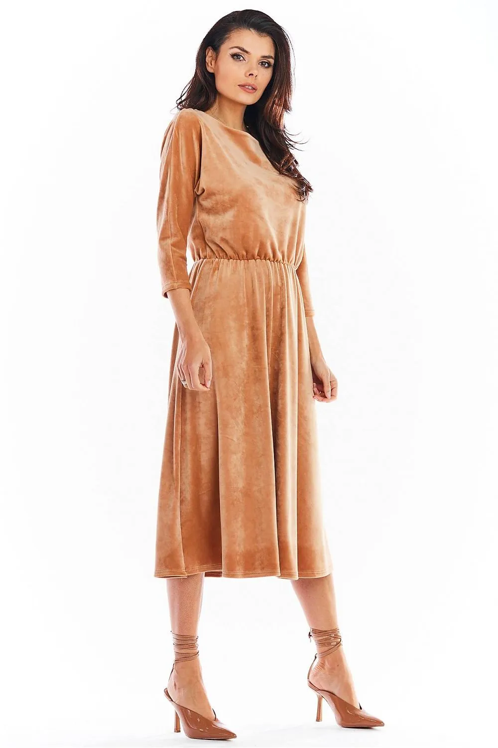 Draped Velour Midi Dress