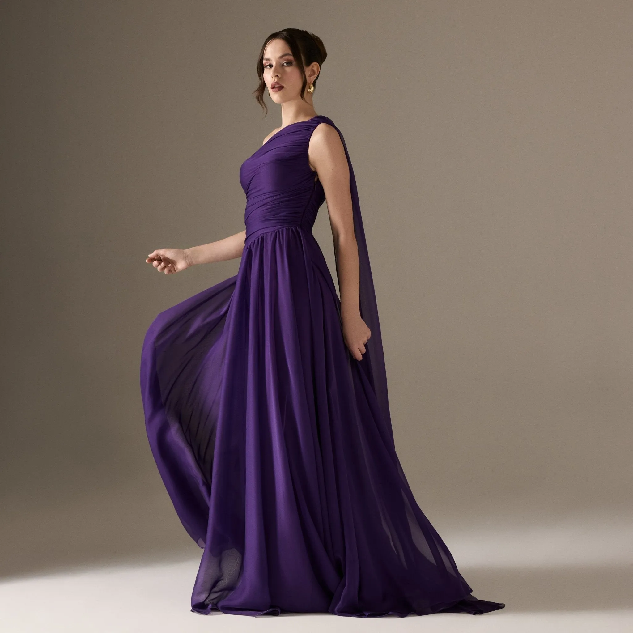 Drapped Long One Shoulder Dress