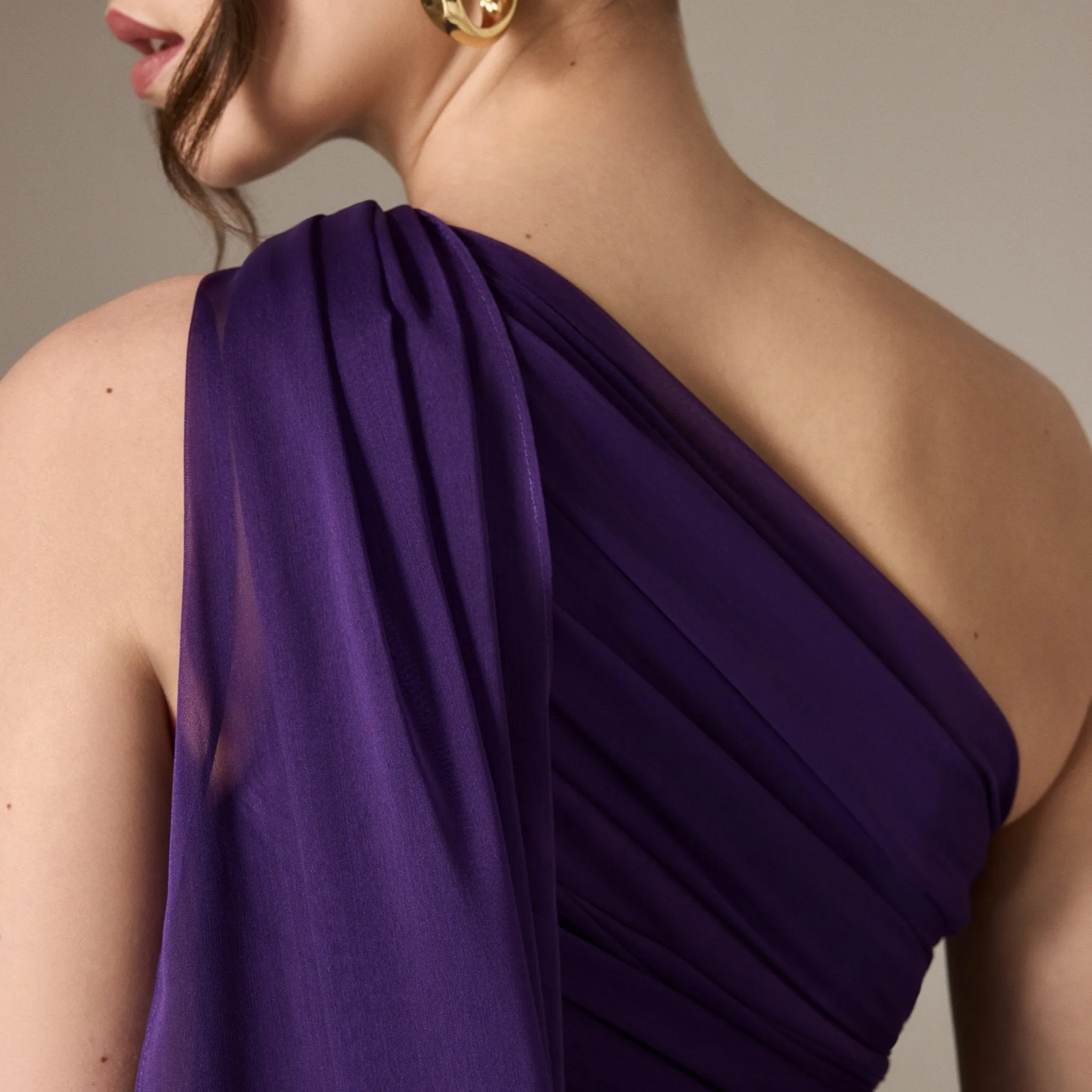Drapped Long One Shoulder Dress