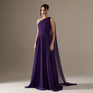 Drapped Long One Shoulder Dress