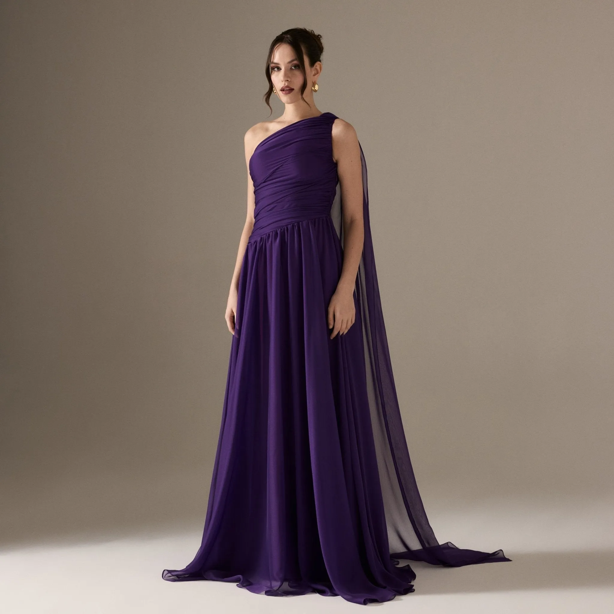 Drapped Long One Shoulder Dress