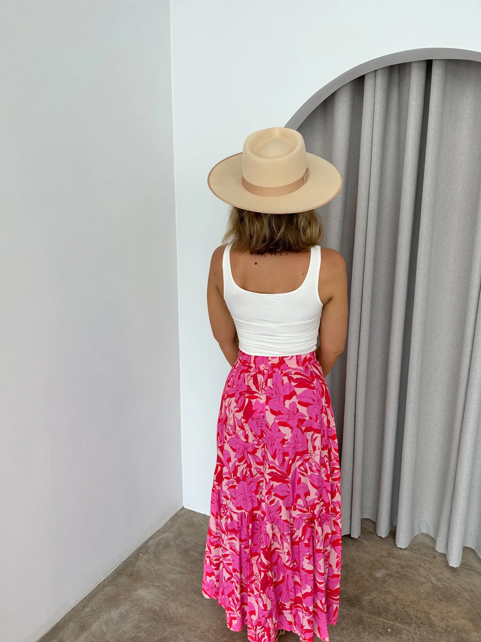 Drew Skirt- Pink/red floral