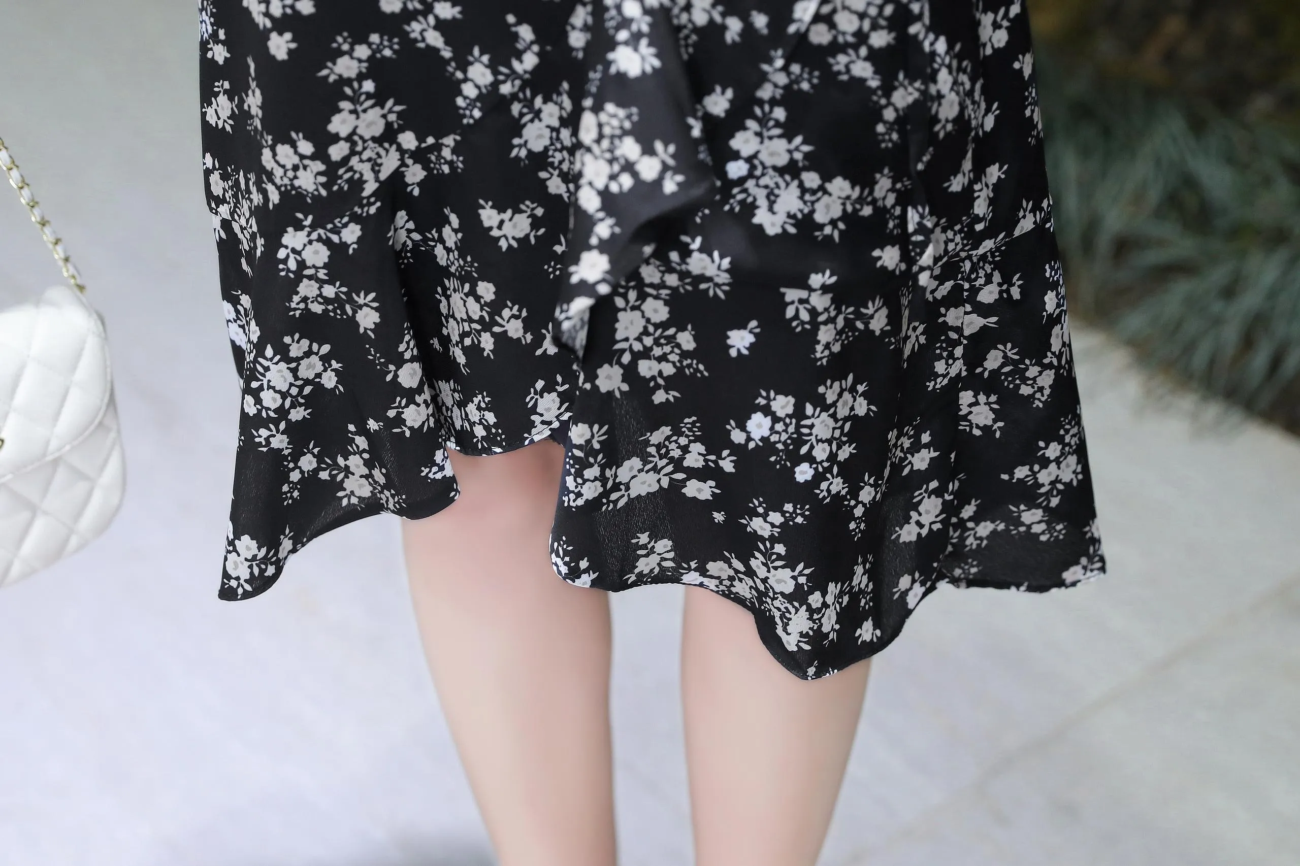 Elegant High-Low Floral Chiffon Dress for Women