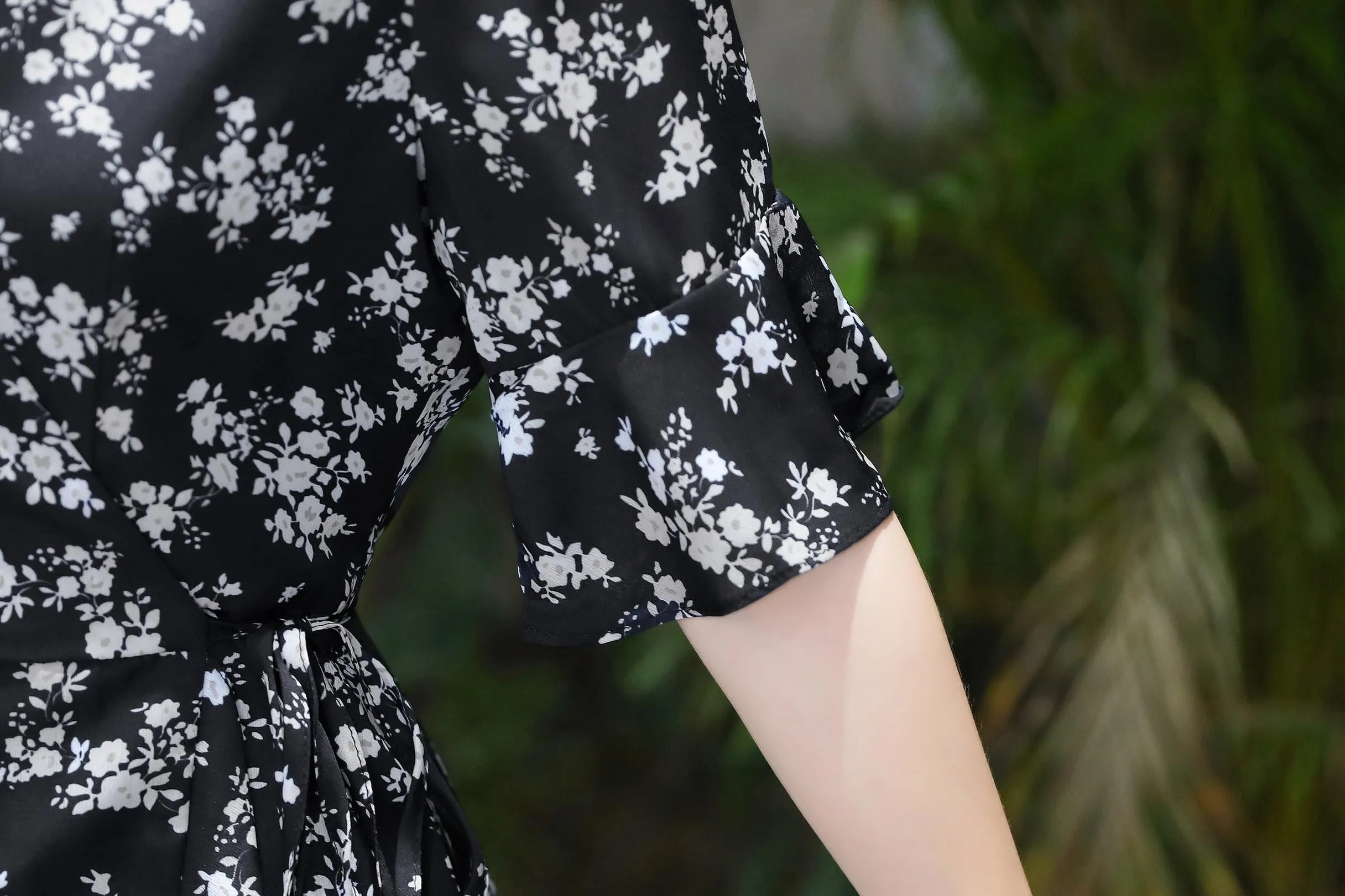 Elegant High-Low Floral Chiffon Dress for Women