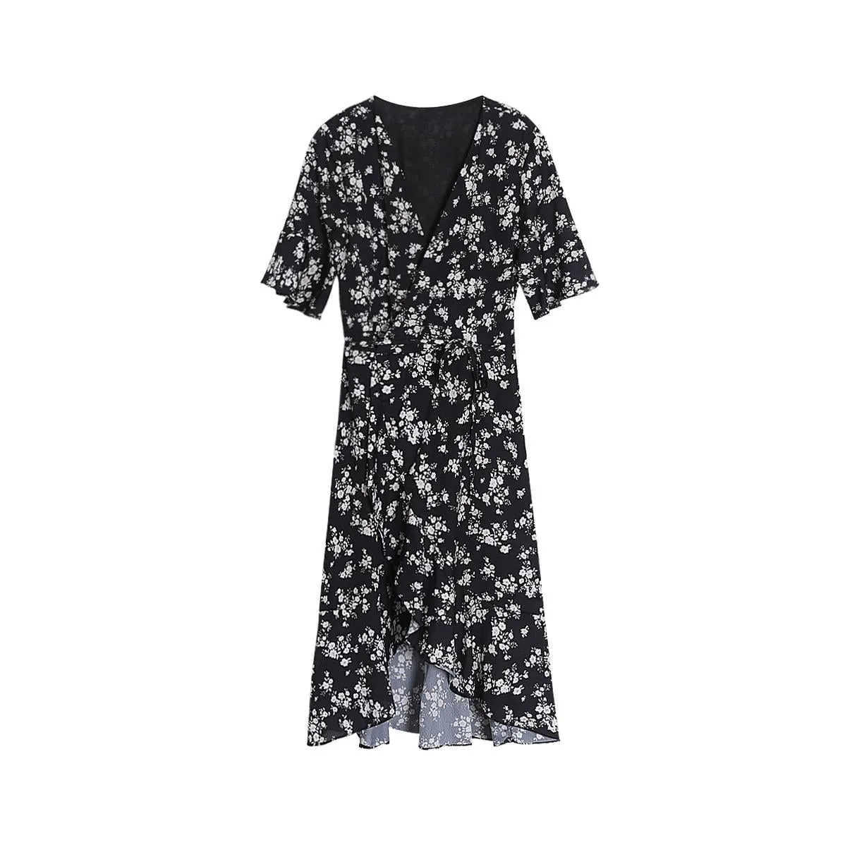 Elegant High-Low Floral Chiffon Dress for Women