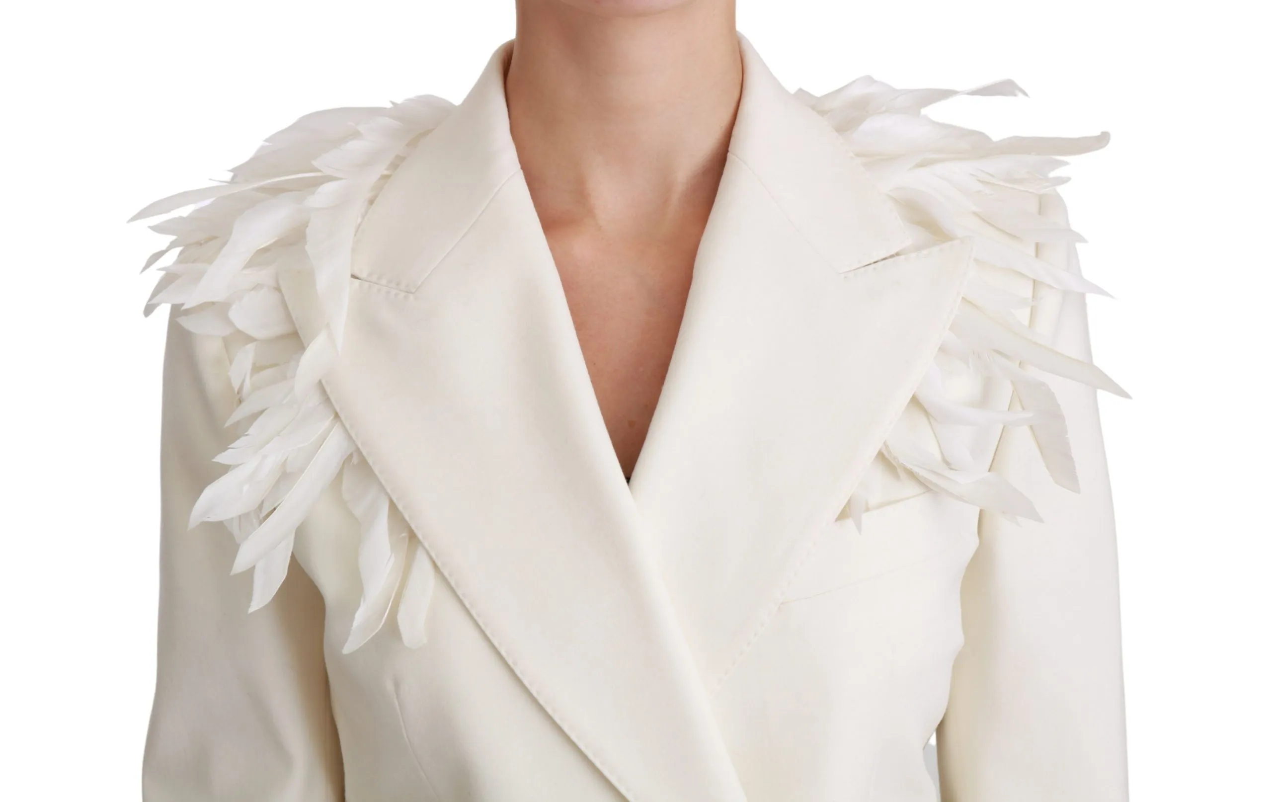 Elegant White Double Breasted Blazer Jacket