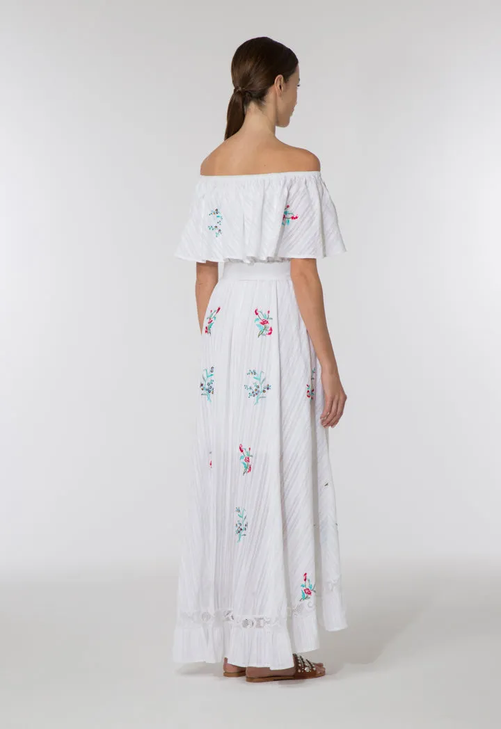 Embroidered Off Shoulder Dress