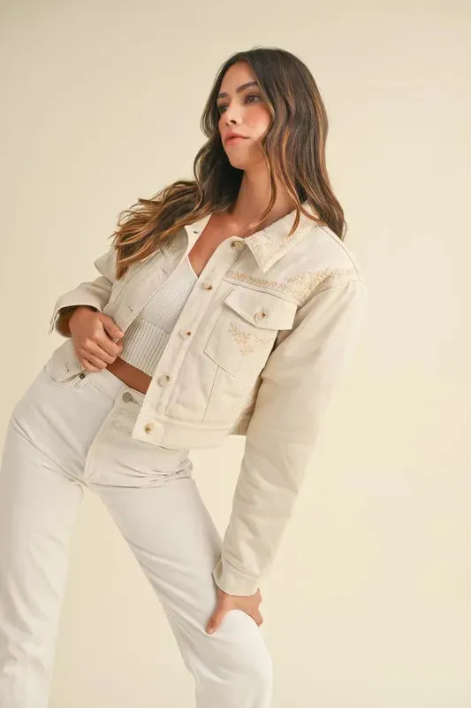 Embroidered Quilted Cropped Jacket