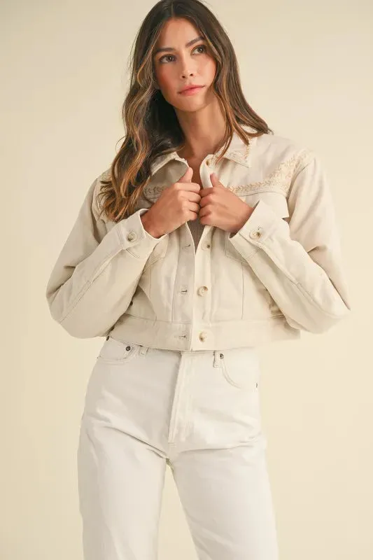 Embroidered Quilted Cropped Jacket