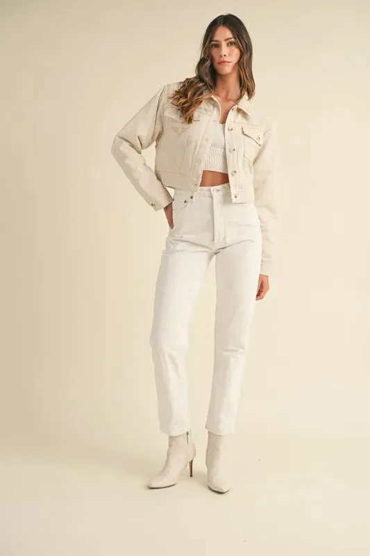Embroidered Quilted Cropped Jacket