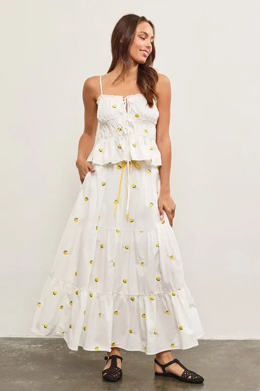Embroidered Tiered Skirt