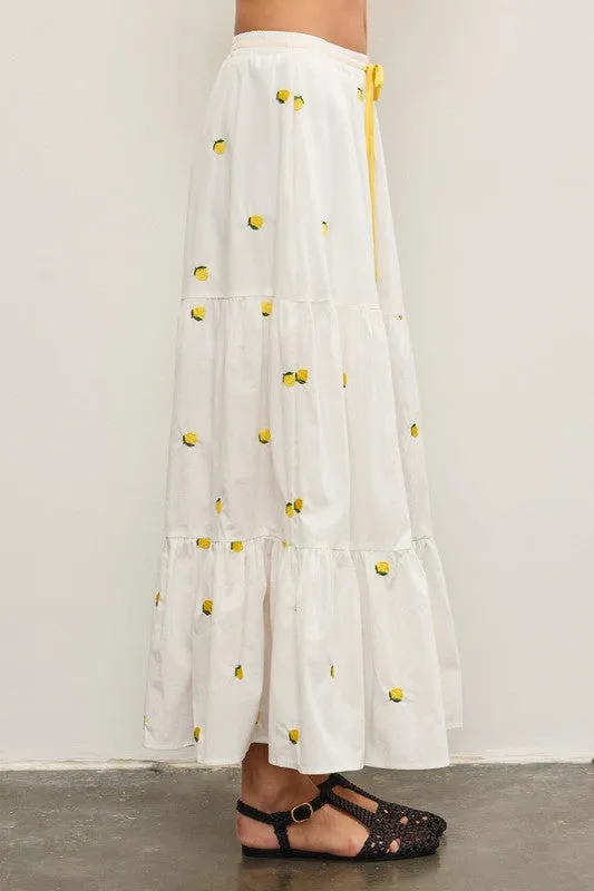 Embroidered Tiered Skirt