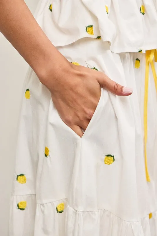 Embroidered Tiered Skirt