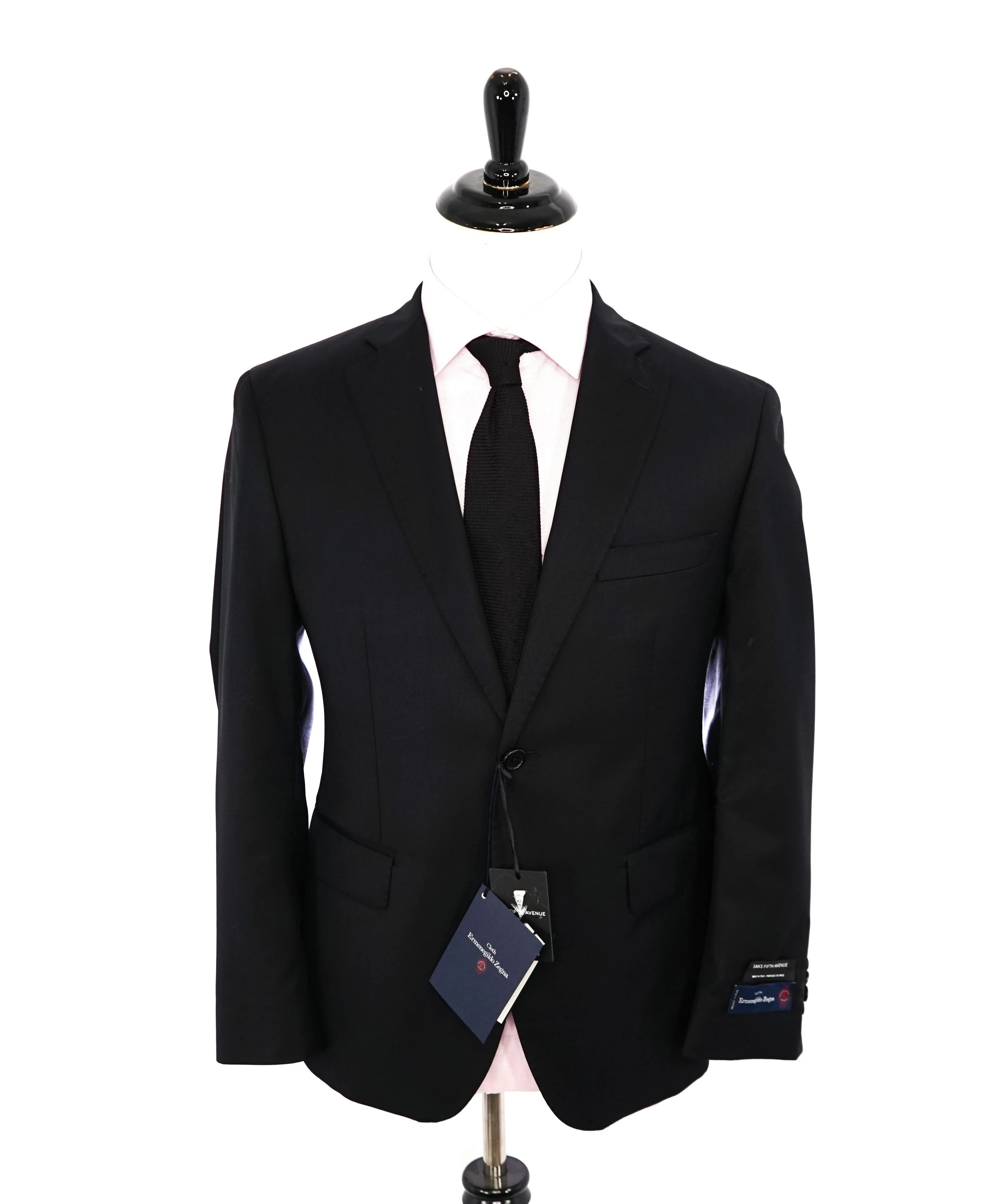 ERMENEGILDO ZEGNA - By SAKS FIFTH AVENUE SILK BLEND "Classic" Black Suit - 38R
