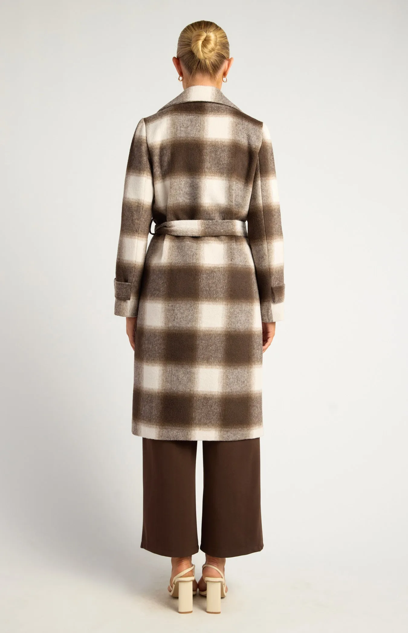 Espresso Checkered Fully Lined Winter Coat