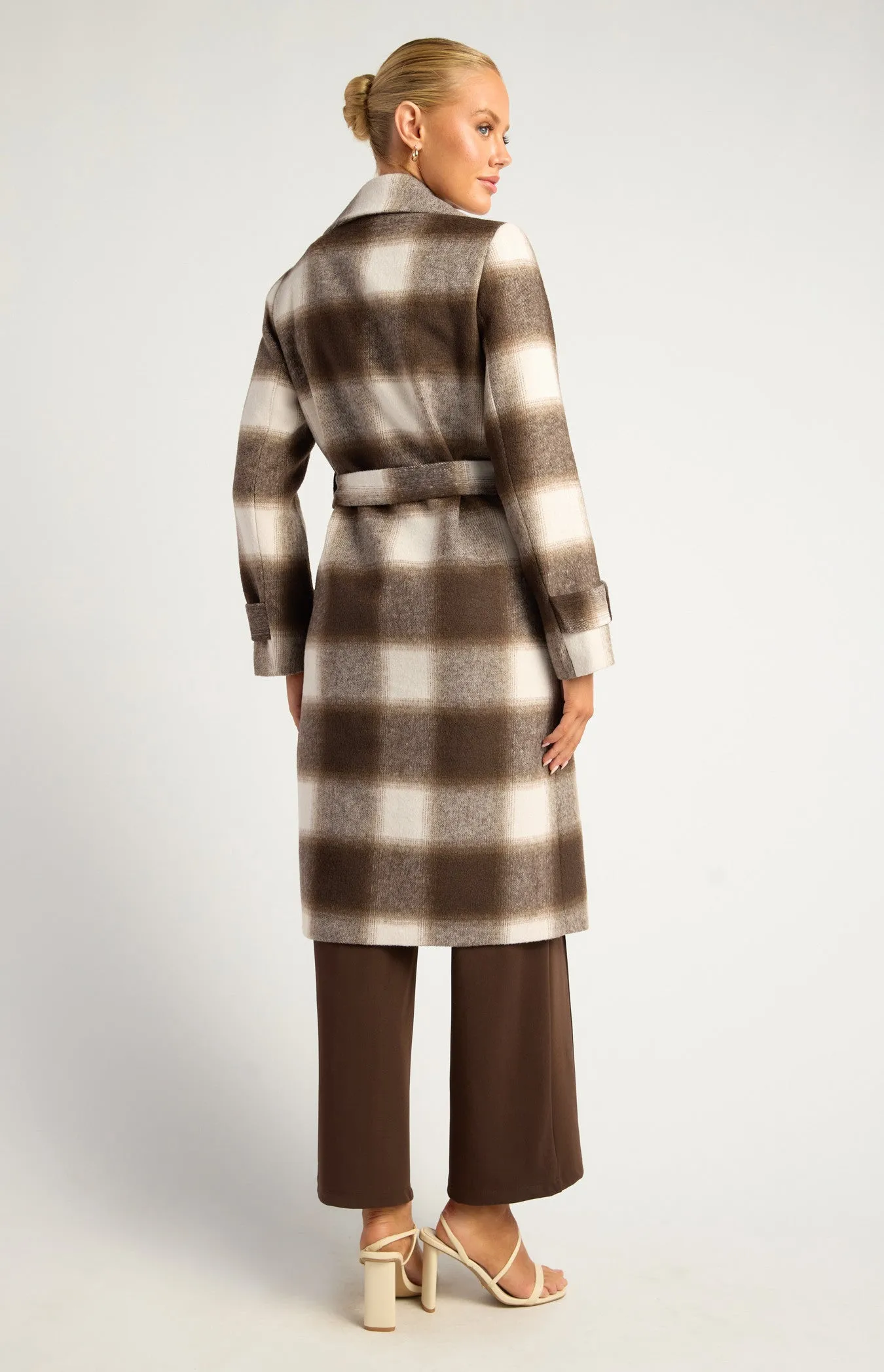 Espresso Checkered Fully Lined Winter Coat