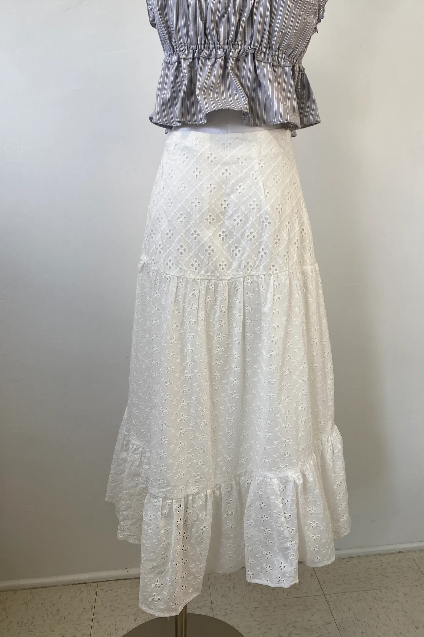 Eyelet Midi Skirt by For Good