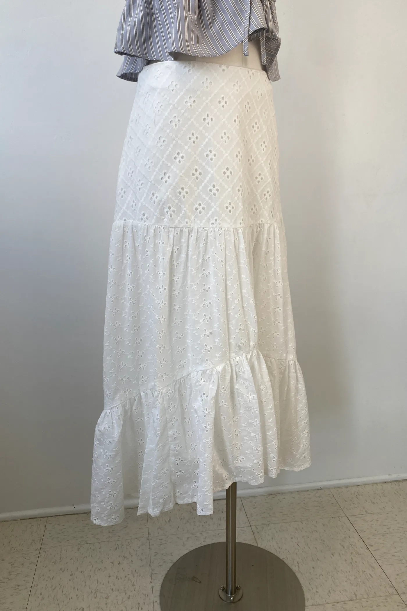 Eyelet Midi Skirt by For Good