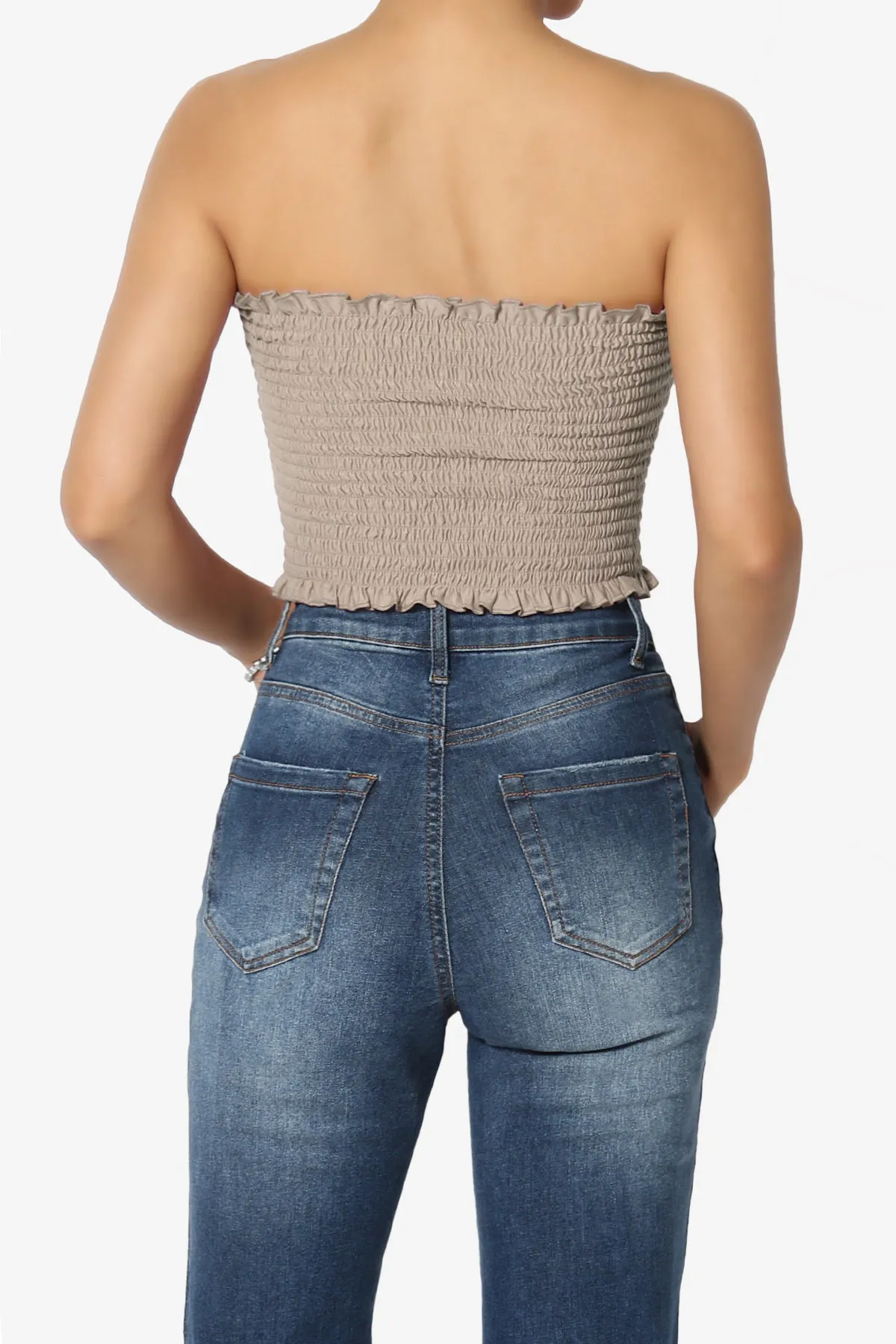 Faleece Frill Smocked Crop Tube Top
