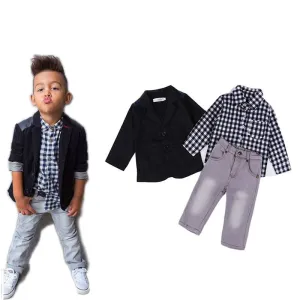 Fashion kids clothes suit boys clothes jackets shirts and jeans 3 pcs one set children clothing fashion winter suits for boys