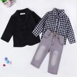 Fashion kids clothes suit boys clothes jackets shirts and jeans 3 pcs one set children clothing fashion winter suits for boys