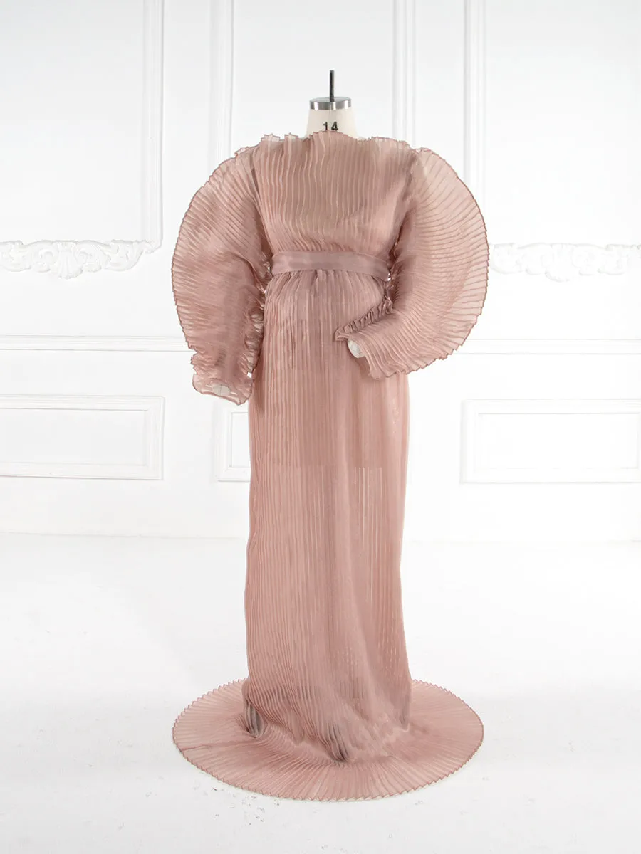 Fashion Organza Pleated Maternity Dress for Photo Shoot Dress for Pregnancy Photo Shoot Baby Shower Dress YW240006