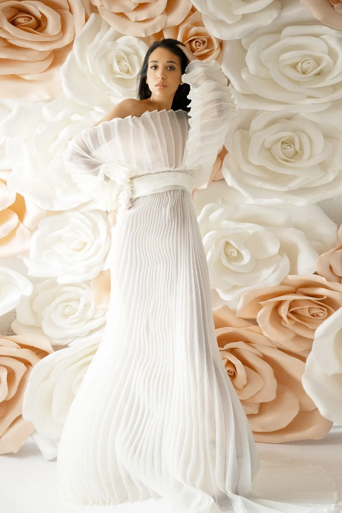 Fashion Organza Pleated  Maternity Dress for Photo Shoots Dress for Pregnancy Photo Shoot YW230726