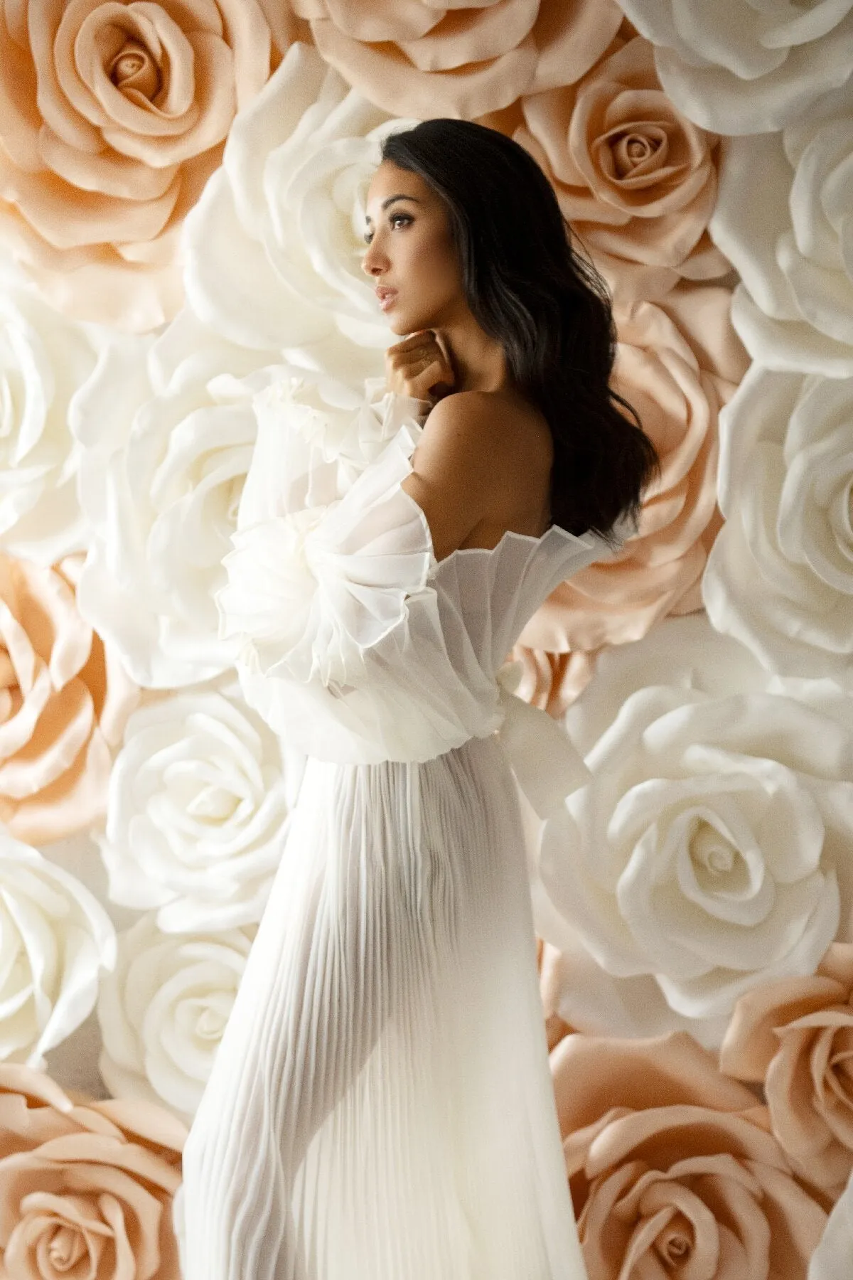 Fashion Organza Pleated  Maternity Dress for Photo Shoots Dress for Pregnancy Photo Shoot YW230726