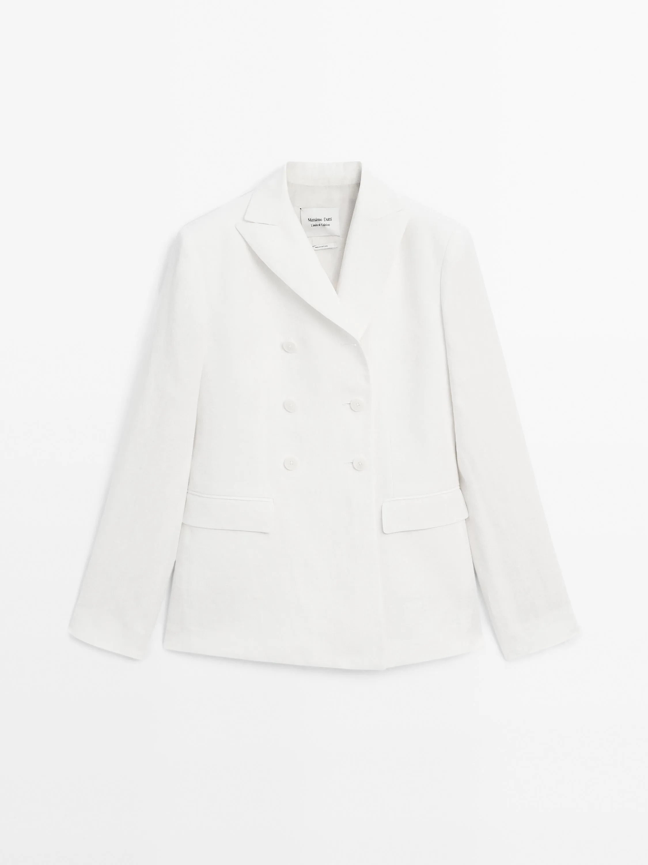 Fitted double-breasted linen blazer